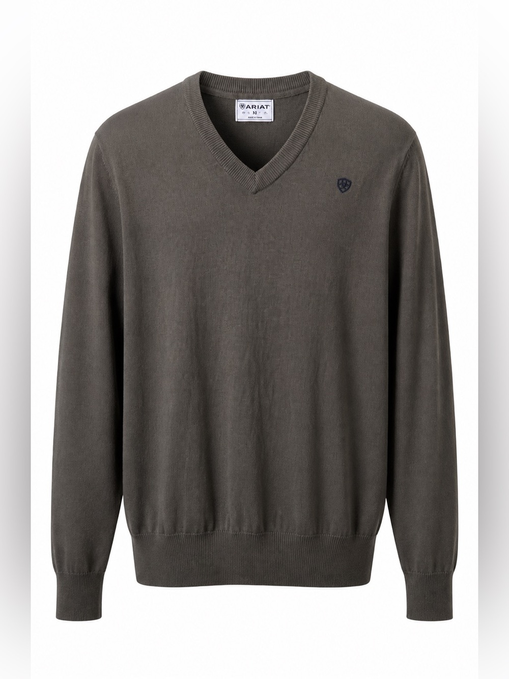 Ariat Olive Green V-Neck Knit Sweater Men’s Medium Cotton Modal